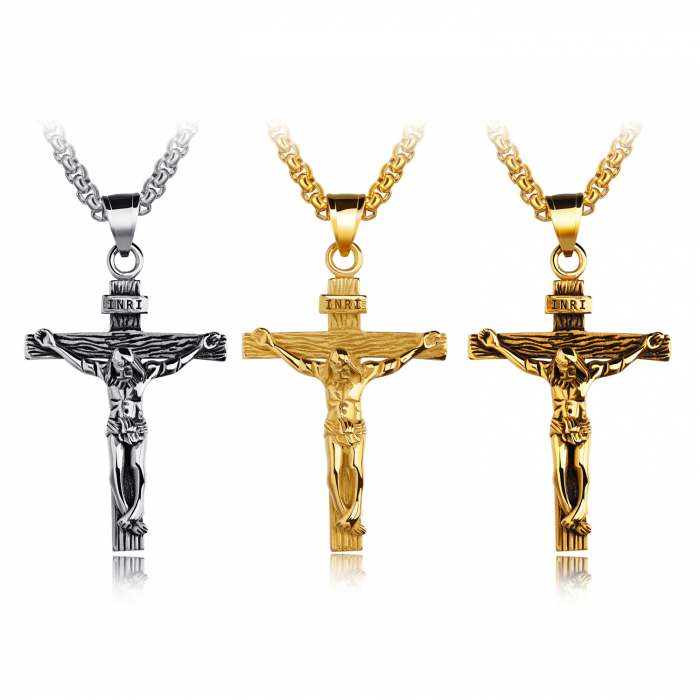 Colier inox crucifix 60 cm [7]