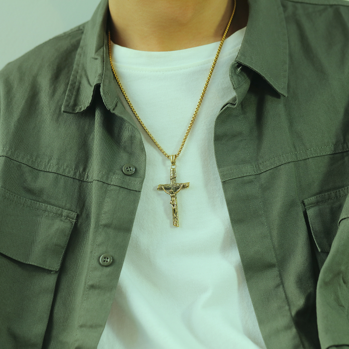 Colier inox crucifix 55 cm [2]