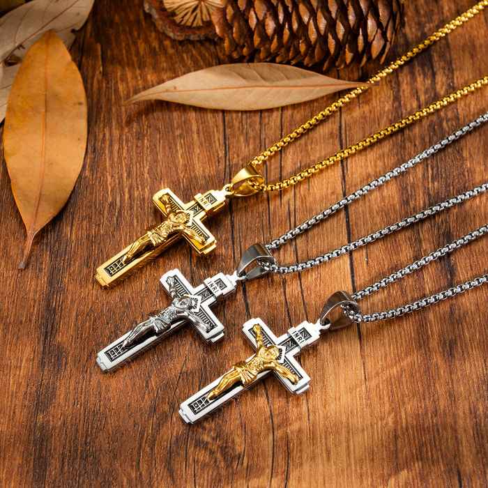 Colier inox crucifix 55 cm [5]