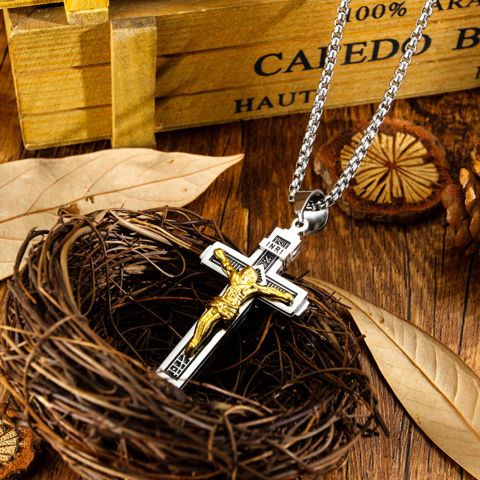 Colier inox crucifix 55 cm [2]