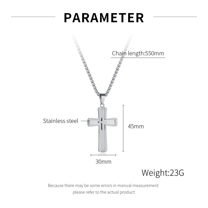 Colier inox cu cruce minimalista, finisaj lucios [5]