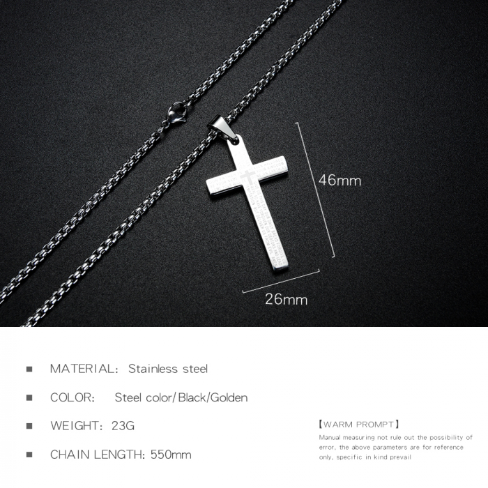 Colier inox cu cruce si rugaciune [3]