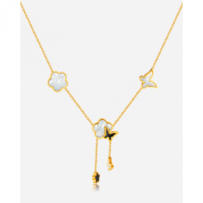 Colier inox cu flori si fluturi cu Abalone [15]