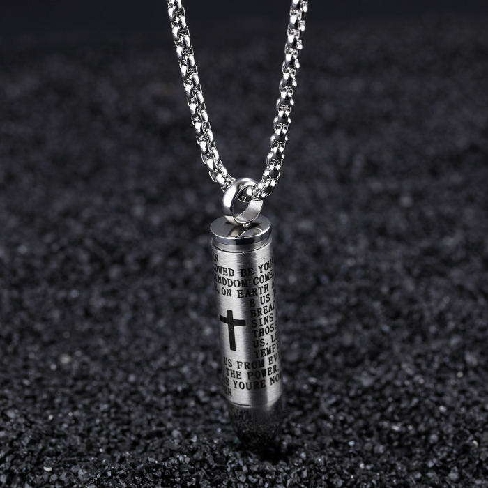 Colier inox cu glont si Tatal Nostru [8]