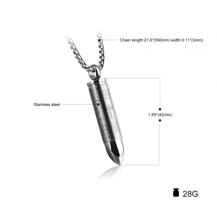 Colier inox cu glont si Tatal Nostru [4]