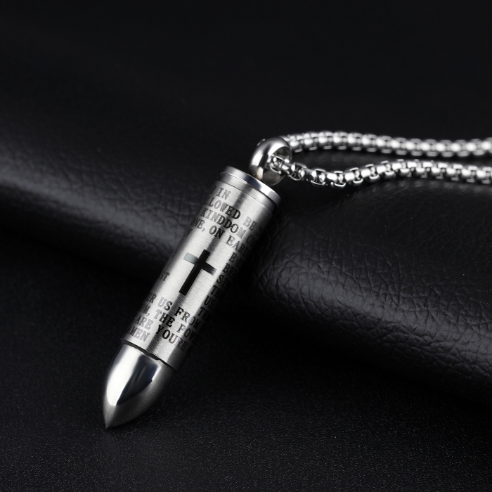 Colier inox cu glont si Tatal Nostru [9]