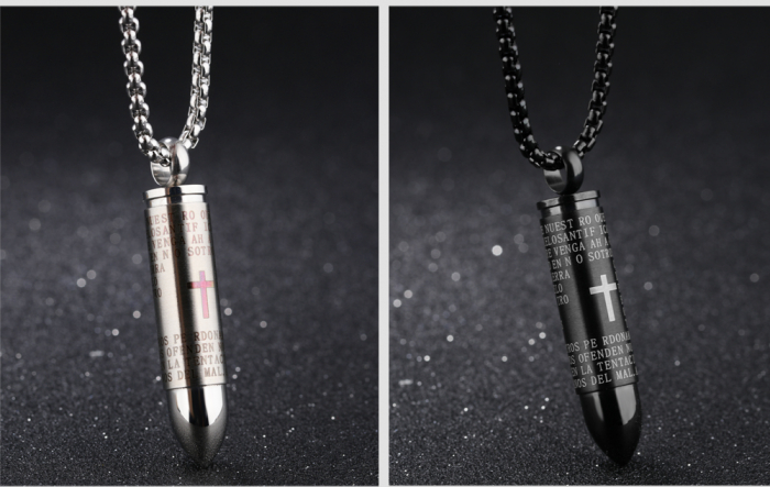 Colier inox cu glont si Tatal Nostru [4]