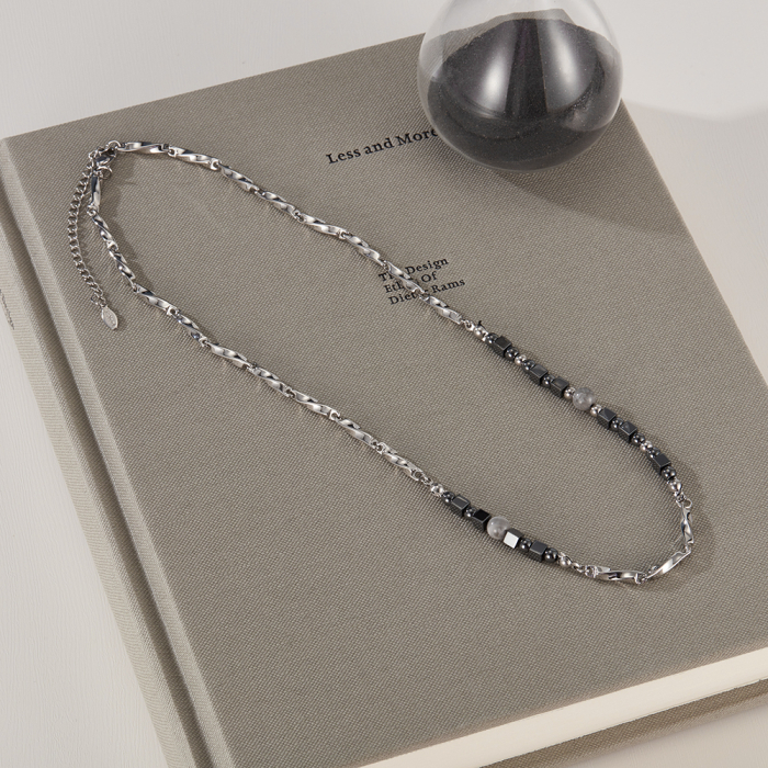 Colier inox cu hematite [14]