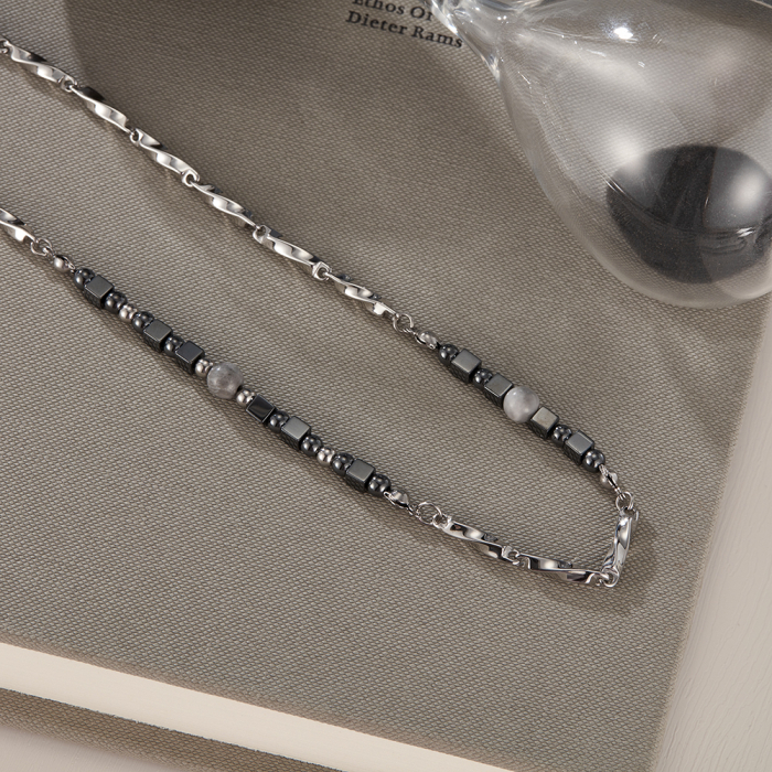 Colier inox cu hematite [4]