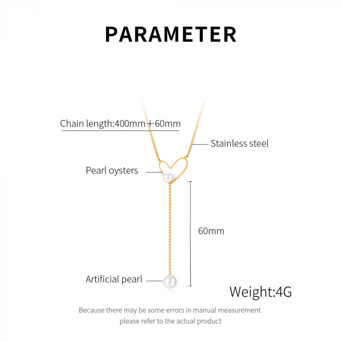 Colier inox cu inima si perle [5]