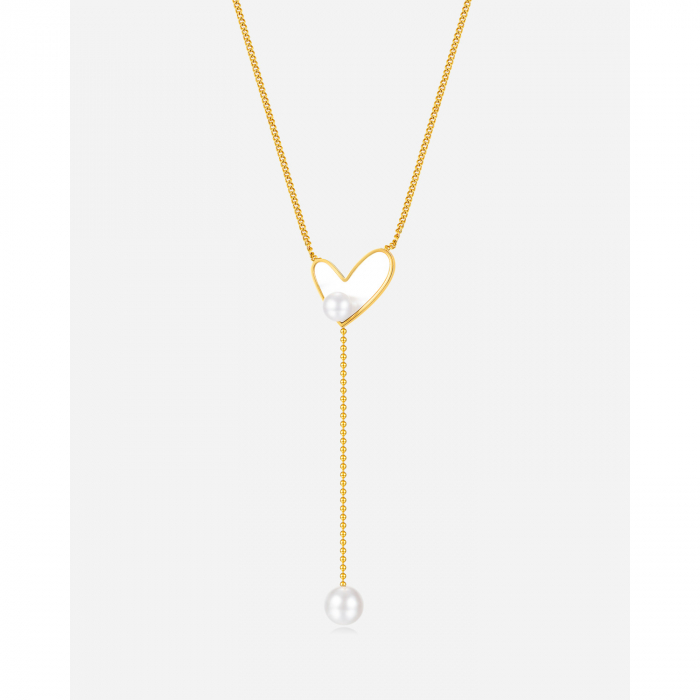 Colier inox cu inima si perle [13]