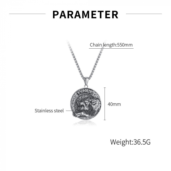 Colier inox cu lup [13]