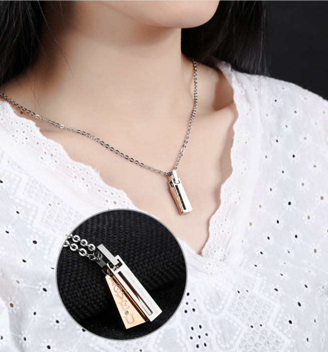 Colier inox cu mesaj "love devotion" 50 cm [2]