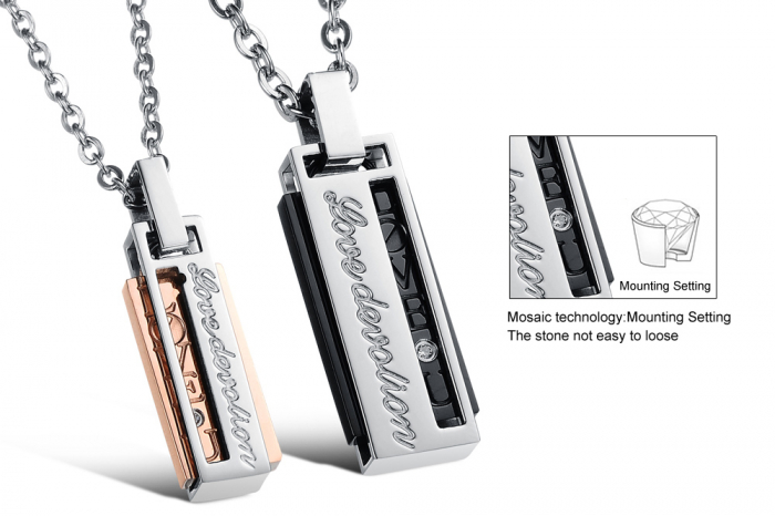 Colier inox cu mesaj "love devotion" 50 cm [9]