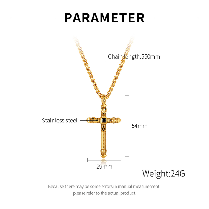 Colier inox cu pandantiv cruce stilizata vintage 55 cm [6]
