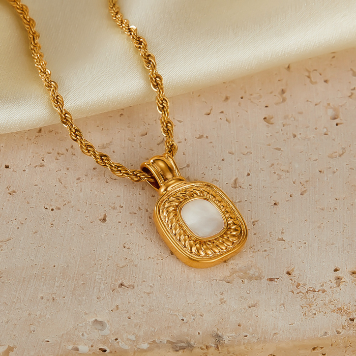 Colier inox cu pandantiv si Abalone [14]