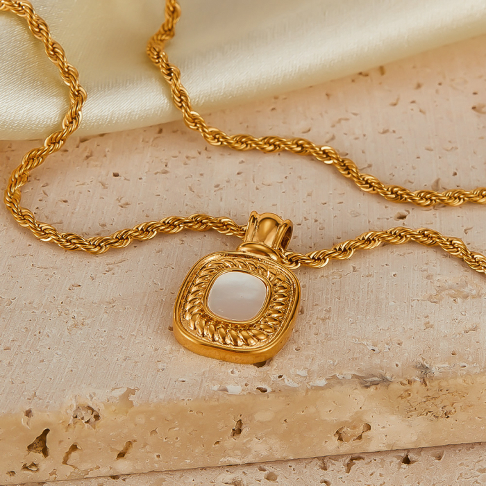 Colier inox cu pandantiv si Abalone [4]