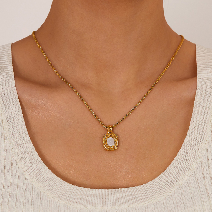 Colier inox cu pandantiv si Abalone [5]