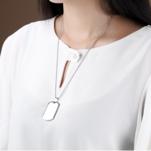 Colier inox cu placuta identificare si lant militar [4]