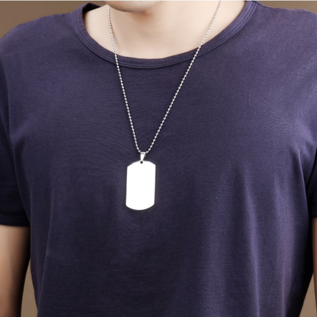 Colier inox cu placuta identificare si lant militar [2]