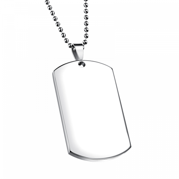 Colier inox cu placuta identificare si lant militar [1]