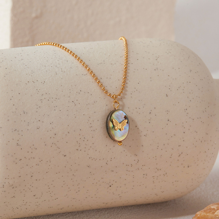 Colier inox cu scoica si fluturas [13]