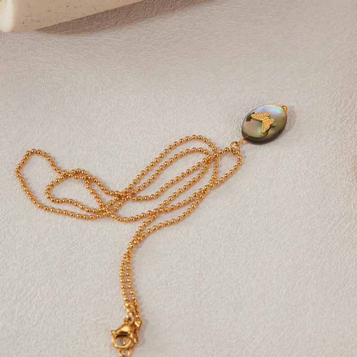 Colier inox cu scoica si fluturas [2]