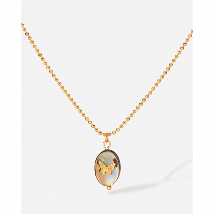 Colier inox cu scoica si fluturas [15]