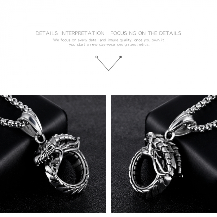 Colier inox dragon 60 cm [5]