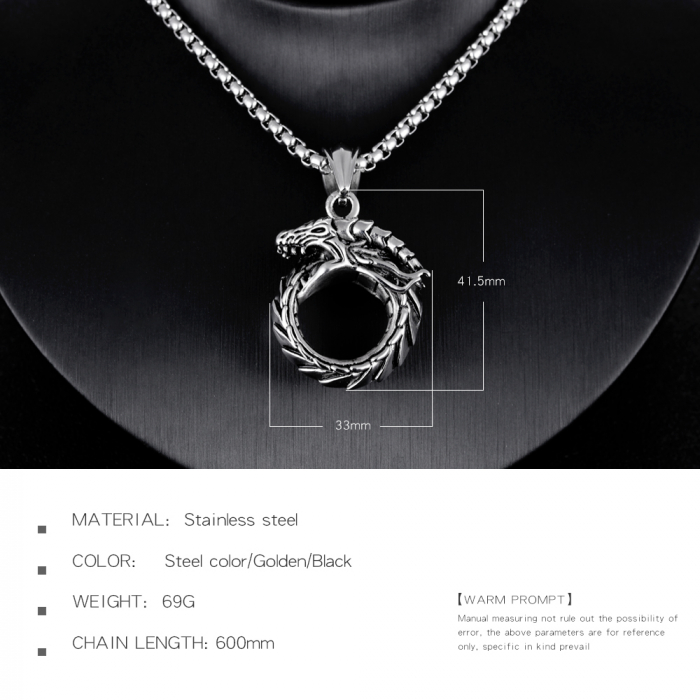 Colier inox dragon 60 cm [4]