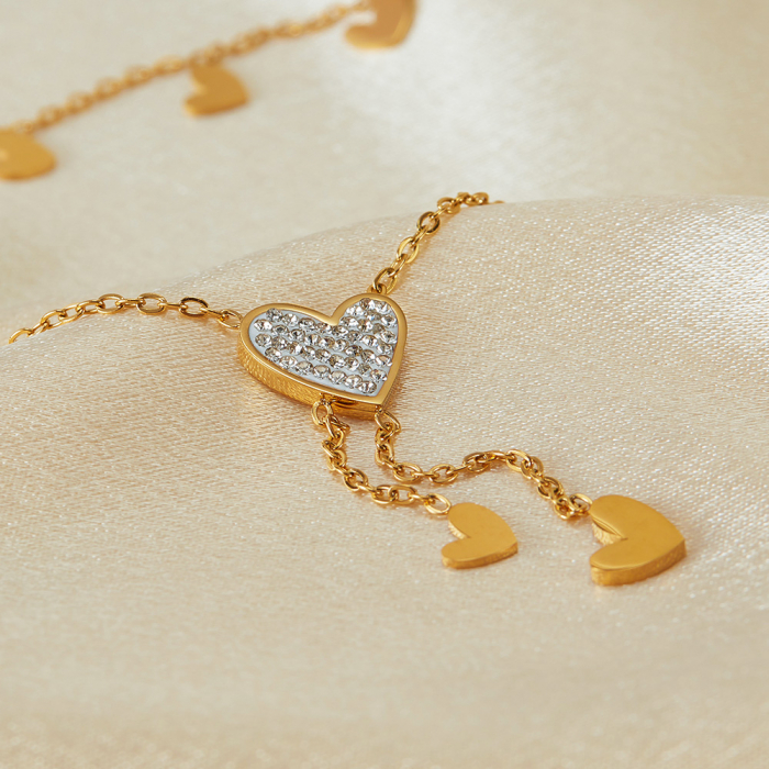 Colier inox dublu cu inimioare si zirconii [3]