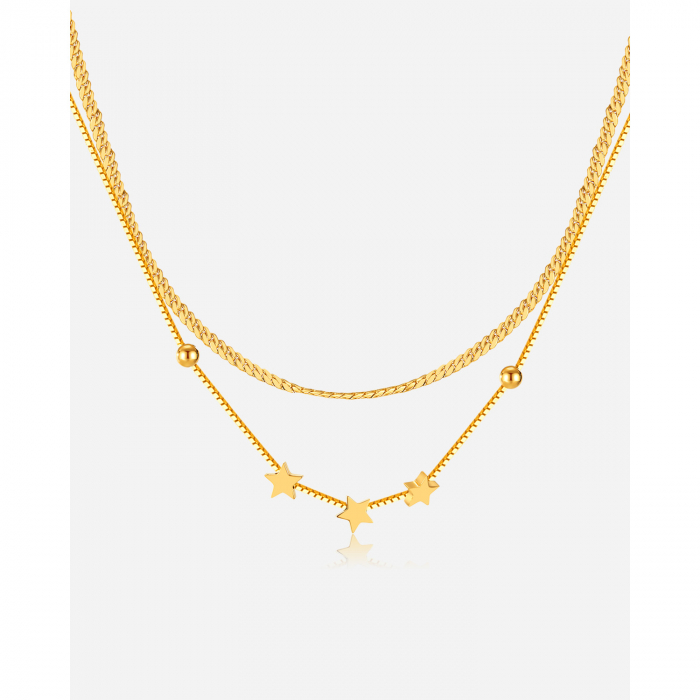 Colier inox dublu cu stelute [10]