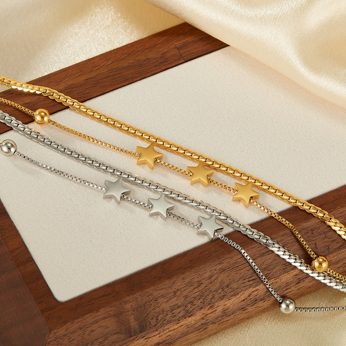 Colier inox dublu cu stelute [4]