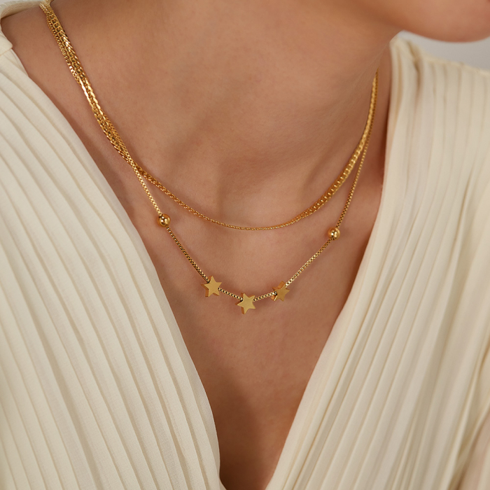 Colier inox dublu cu stelute [2]