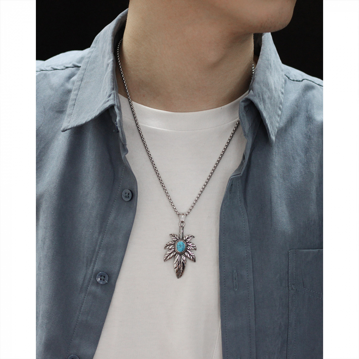 Colier inox frunza de canabis 70 cm [6]