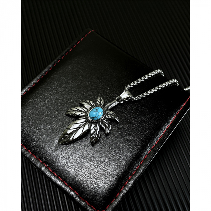 Colier inox frunza de canabis 70 cm [11]