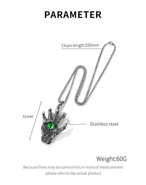 Colier inox gheara cu ochi 55 cm [6]
