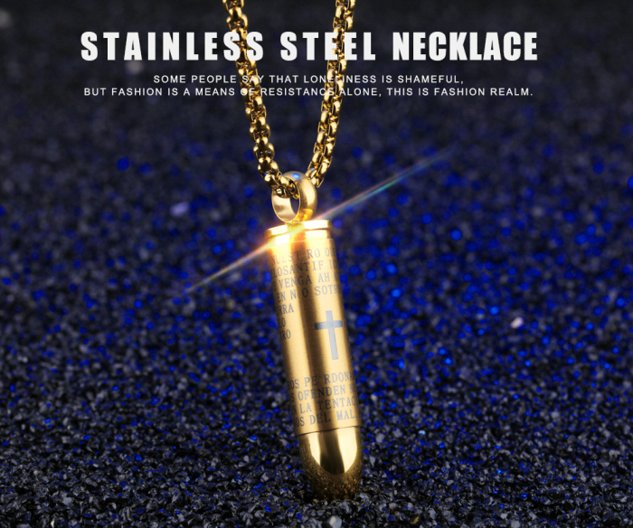 Colier inox glont cu rugaciune 55 cm [6]