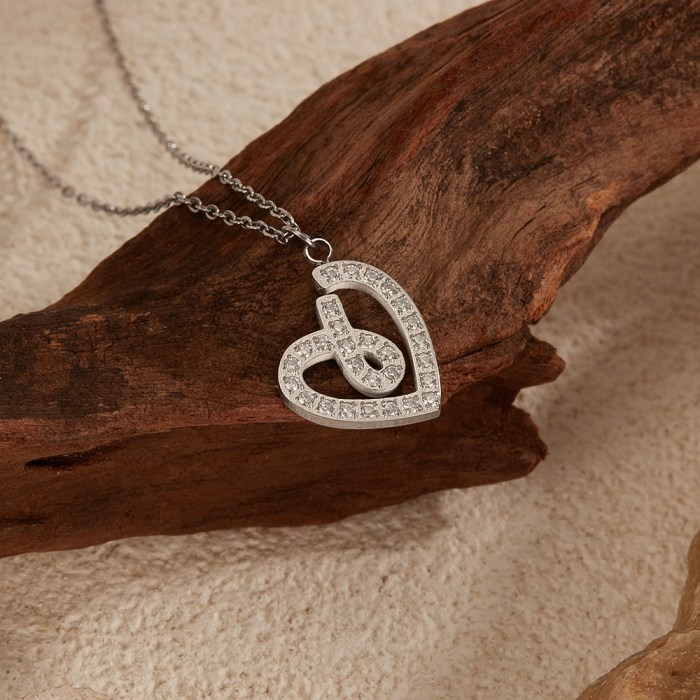 Colier inox inimioara stilizata cu zirconii [3]