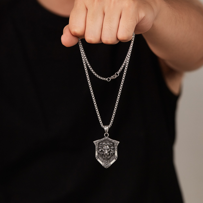 Colier inox Leu Regal din Oțel Inoxidabil – Simbol al Forței și Curajului [4]