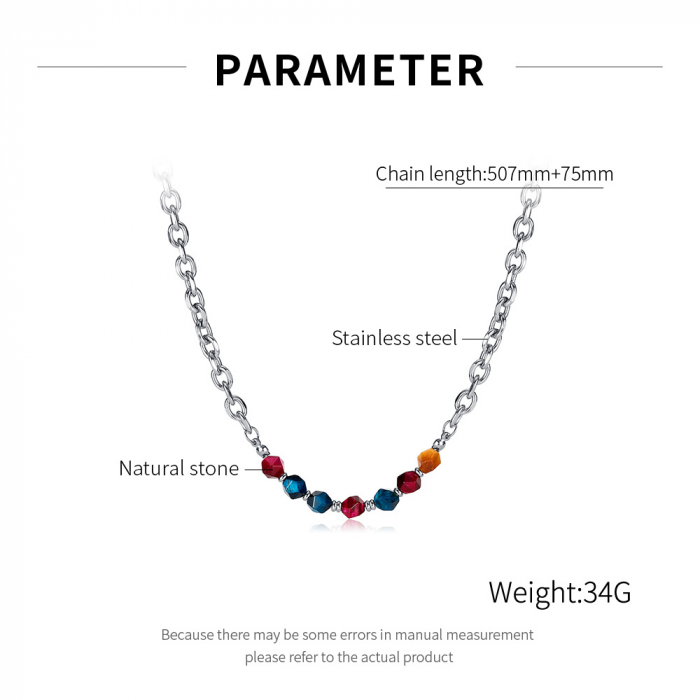 Colier inox mix cu pietre naturale colorate [7]