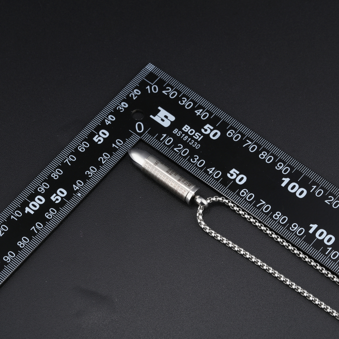 Colier inox negru cu glont si Tatal Nostru [3]