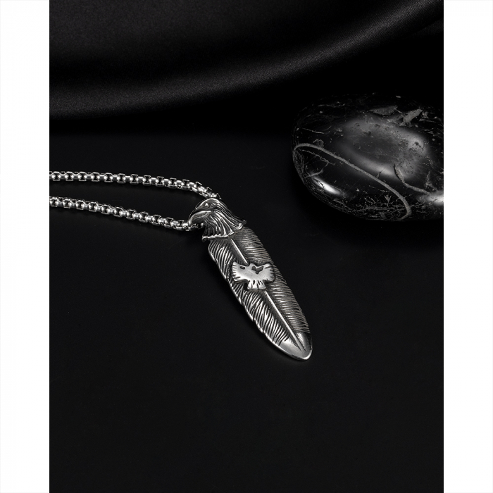 Colier inox pana de vultur 55 cm [10]