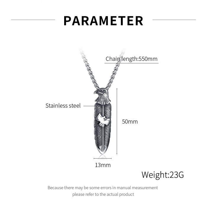 Colier inox pana de vultur 55 cm [6]