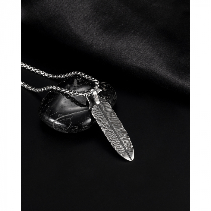 Colier inox pana de vultur 55 cm [11]
