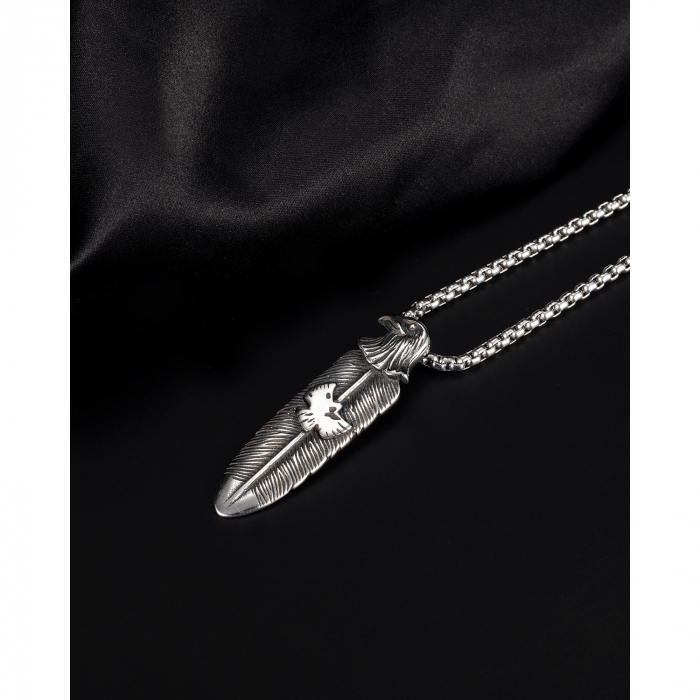 Colier inox pana de vultur 55 cm [4]