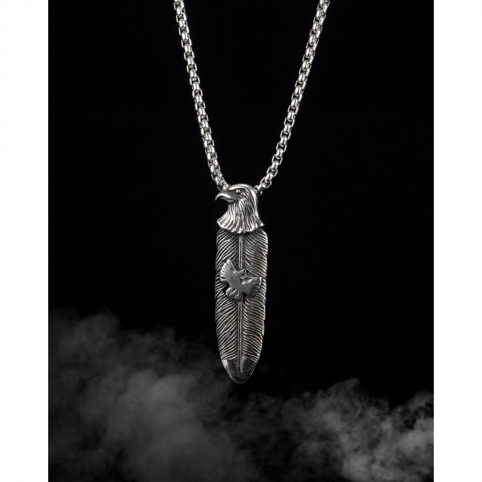 Colier inox pana de vultur 55 cm [3]