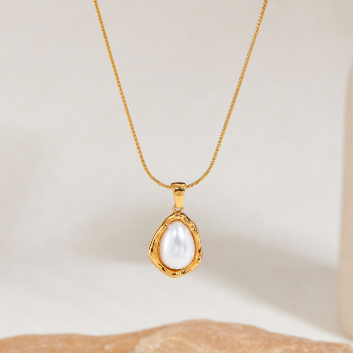 Colier inox picatura cu perla [8]