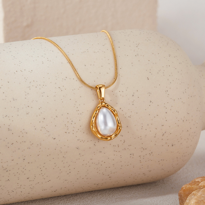 Colier inox picatura cu perla [13]