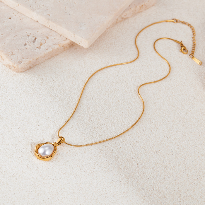 Colier inox picatura cu perla [9]